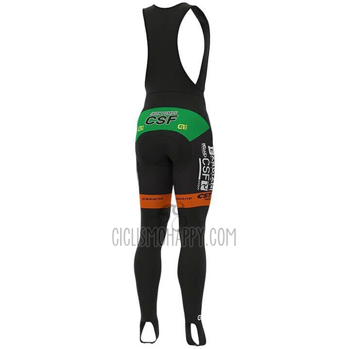 Bardiani Csf Cycling Jersey Bib Tight 2019 Men Long Sleeve Green Orange